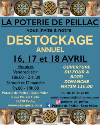 Reporté les 4, 5 et 6 juin !!!!  Déstockage annuel à la Poterie de Peillac
