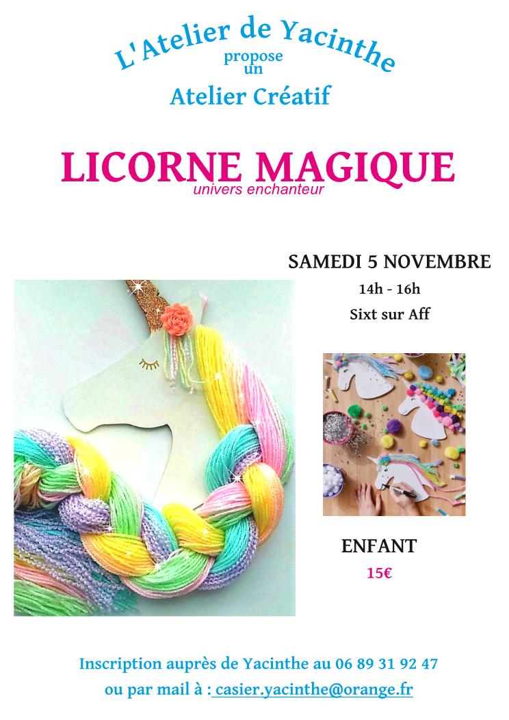 Atelier créatif " LICORNE MAGIQUE "