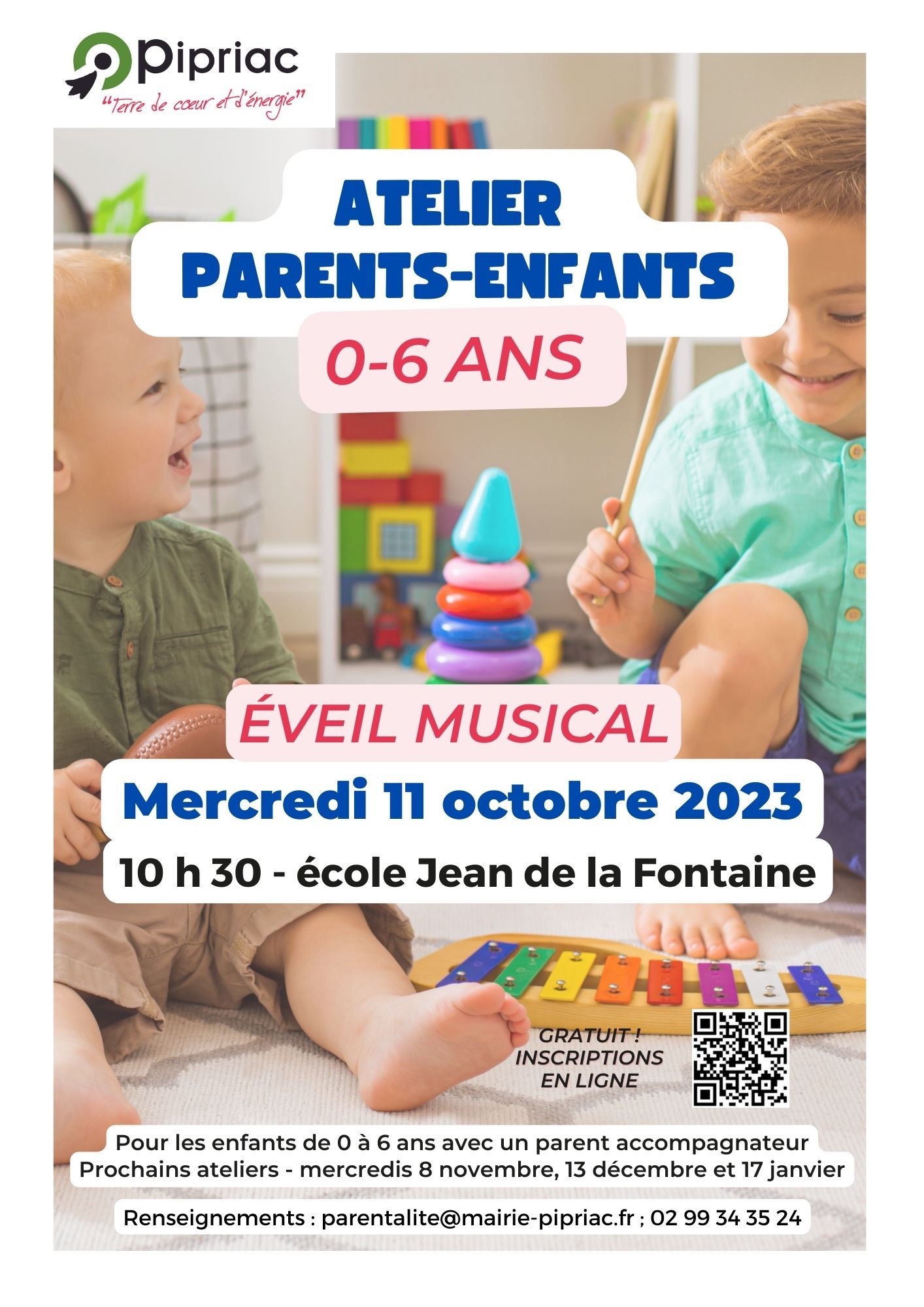 Atelier parents-enfants 0- 6 ans : éveil en musique