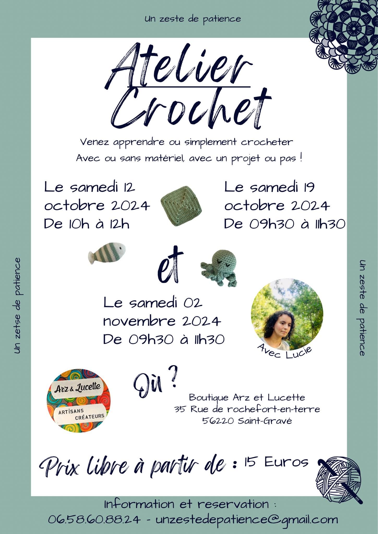 Atelier Crochet par Lucie d'Un Zeste de Patience