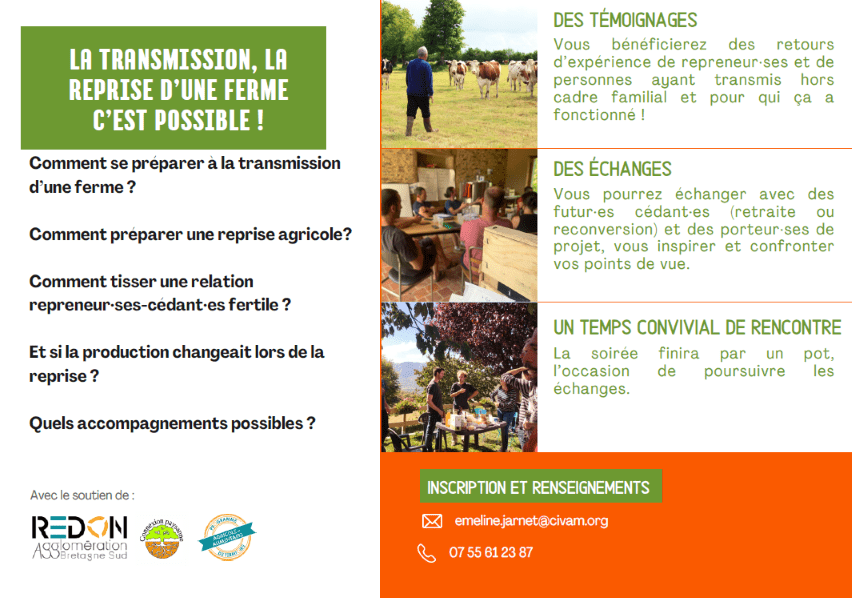 Soirée « Transmettre ou reprendre une ferme existante, c'est possible, parlons-en! »