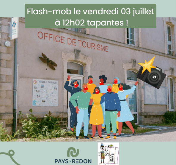 Flash-mob : photo nez rouge devant l’Office de tourisme de Guémené-Penfao !