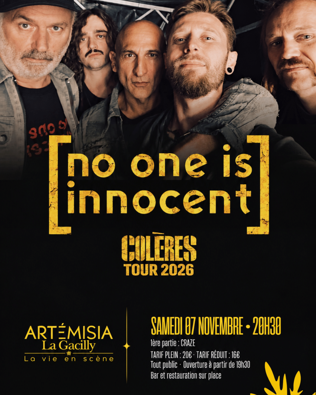 Concert rock / métal No One Is Innocent + Craze