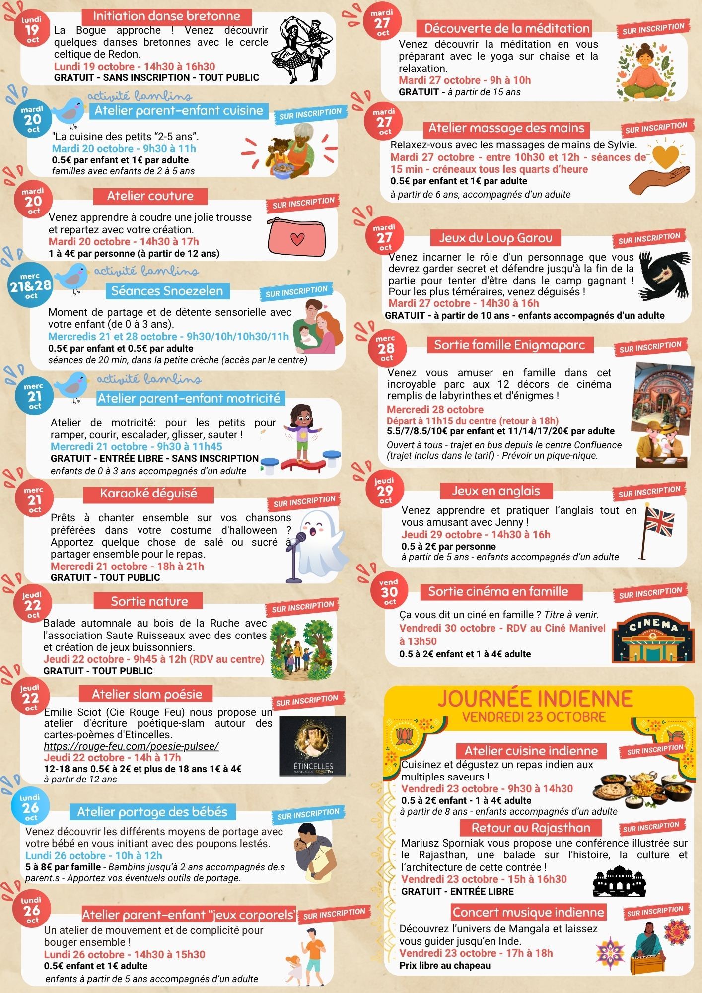 Animations des vacances d'Automne 2026